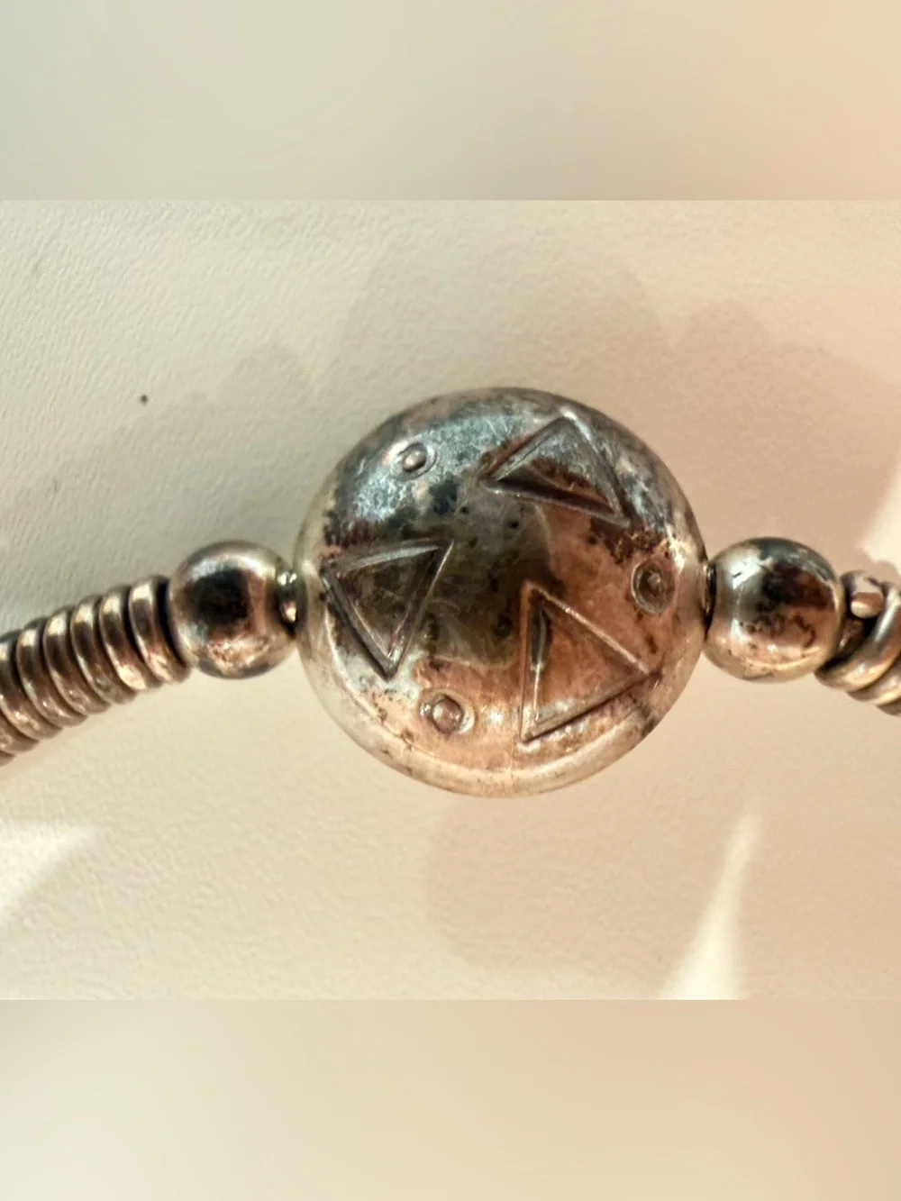 Vintage 90s Sterling Silver Celestial Full Moon Geometric Hook Bangle Bracelet